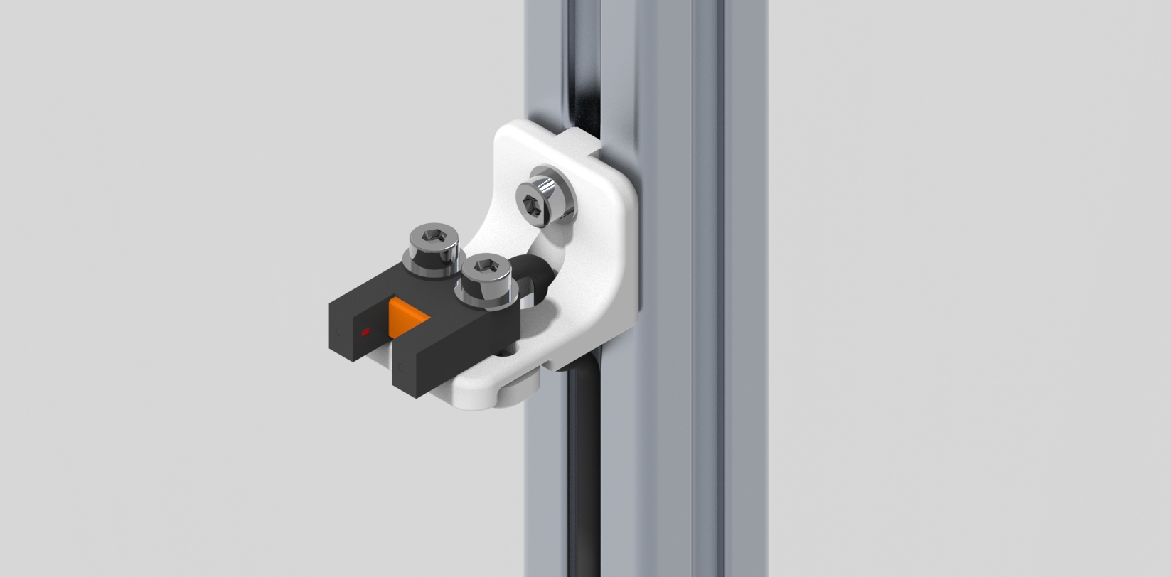 Verstellbare 3D-gedruckte Halterung für Panasonic PM25 Lichtschranke an Aluminiumprofil